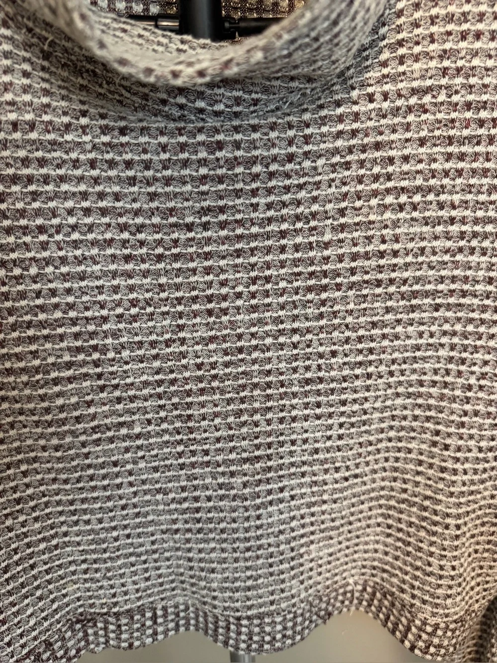 Free People BK Waffle Knit Cropped Turtleneck Sweater Wine Combo